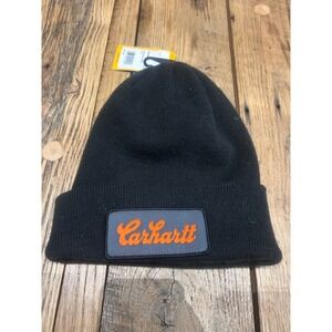 Carhartt Knit Cuffed Script Patch Beanie Black One Size